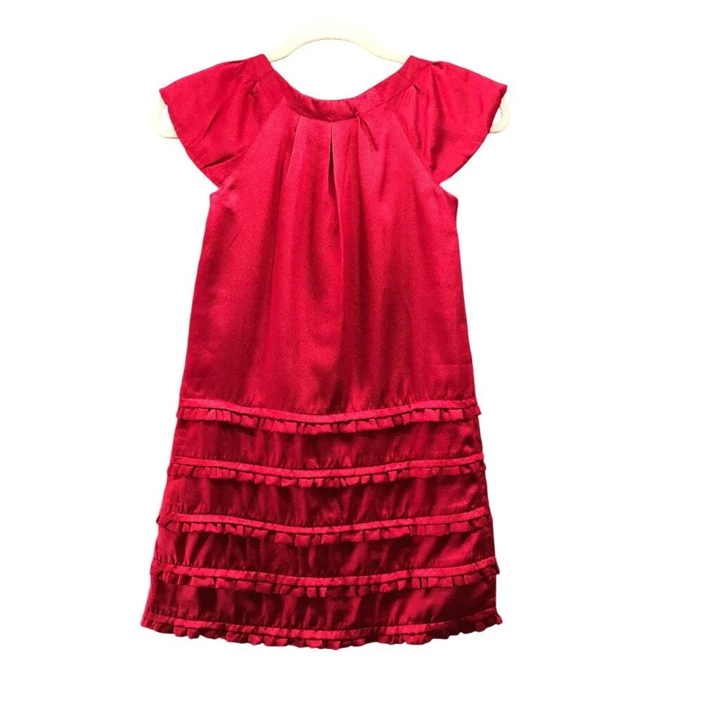 Gap Girls Size‎ 8 Satin Short Sleeve Party Dress Pleated Ruffle Tiered Formal